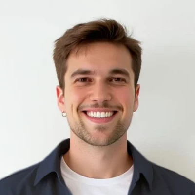 Bruno Argenta, smiling, in a navy shirt.